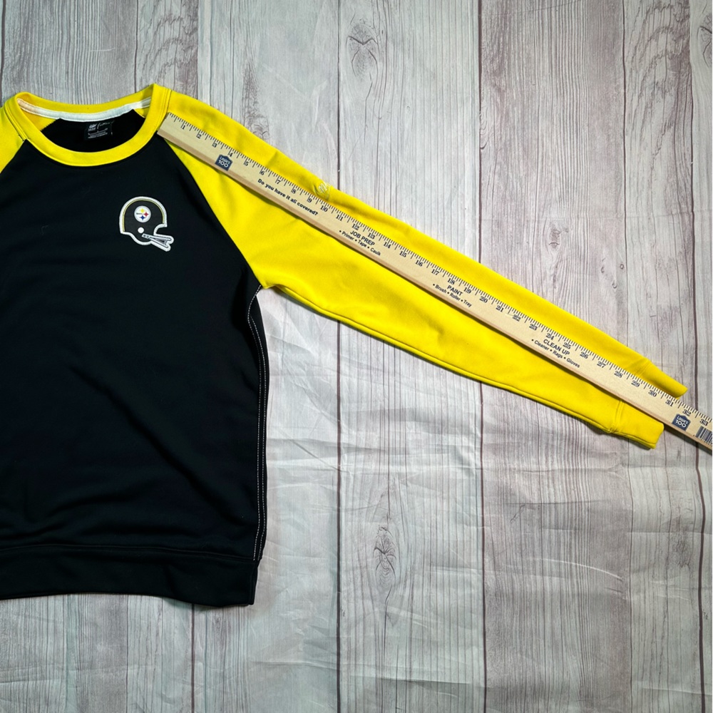 Men’s Nike Pittsburgh Steelers Nike Dri-Fit Raglan Crew Sweatshirt Gold & Black - Picture 6 of 8